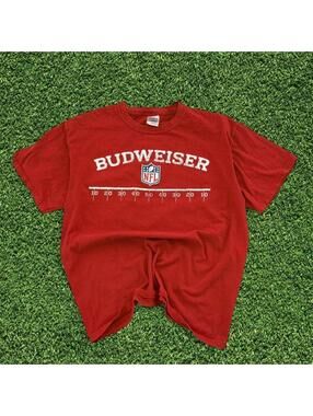 Vintage Budweiser NFL Boxy Red T-Shirt Size L